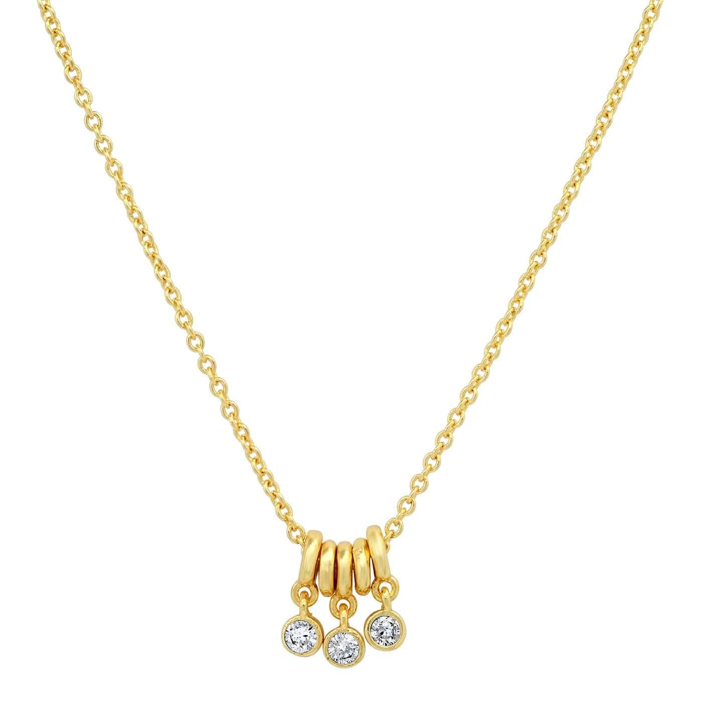 Necklace with Gold Rings and CZ Stone