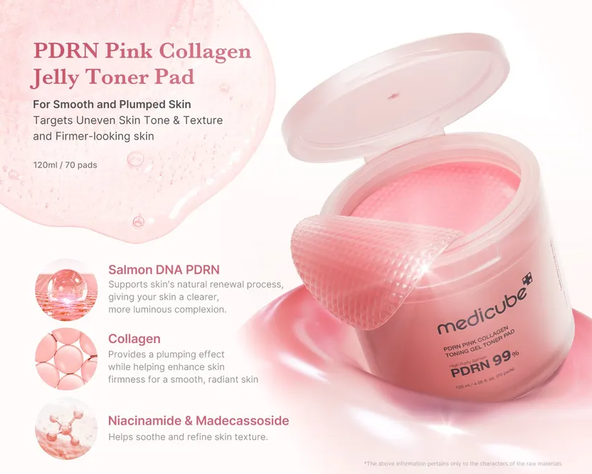 Medicube PDRN Pink Collagen Toning Gel Toner Pads (70 Count)