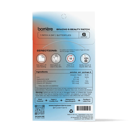 Brains & Beauty Vitamin Patch 6pk  - Butterflies Print