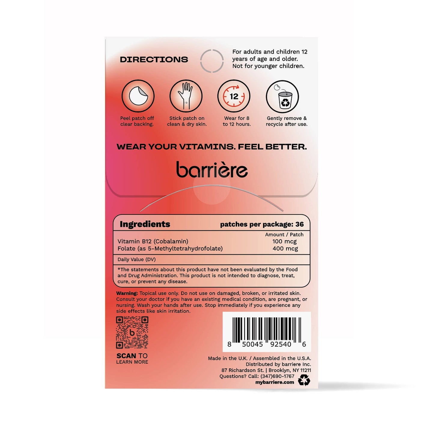 ENERGY BOOST clean Vitamin B12 patch 36pk- lightning bolt