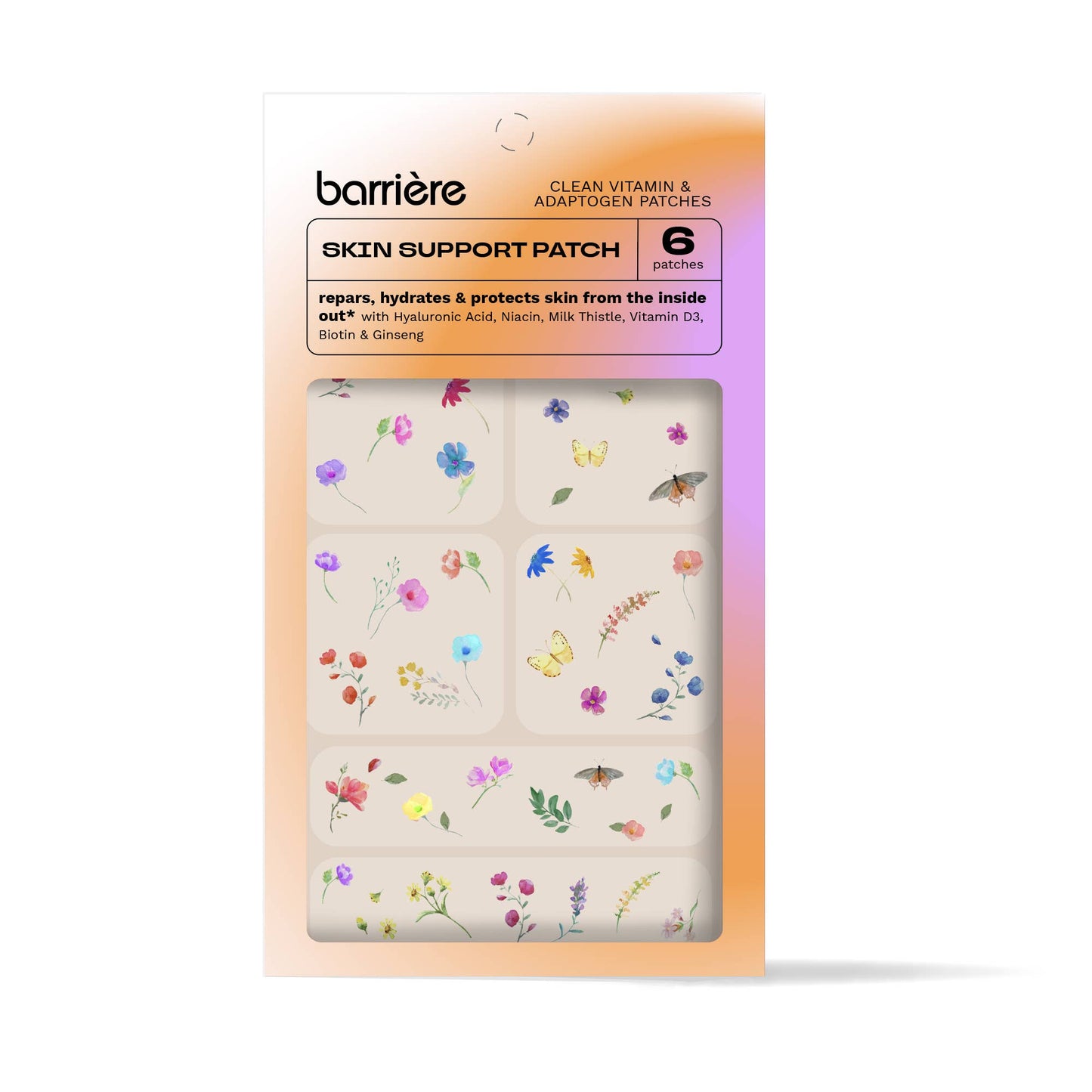 Skin Support Vitamin Patch 6pk- multicolor wildflower print