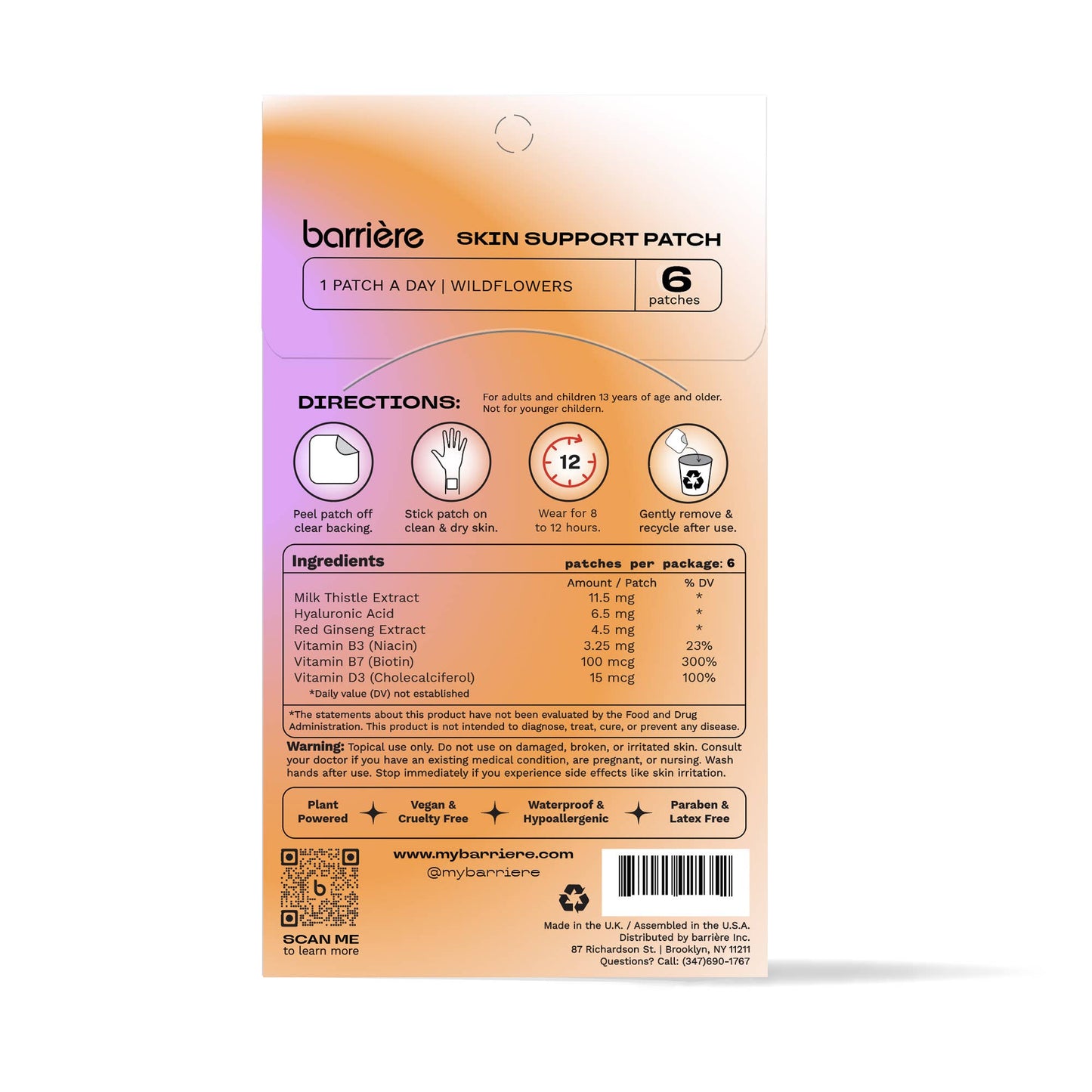 Skin Support Vitamin Patch 6pk- multicolor wildflower print
