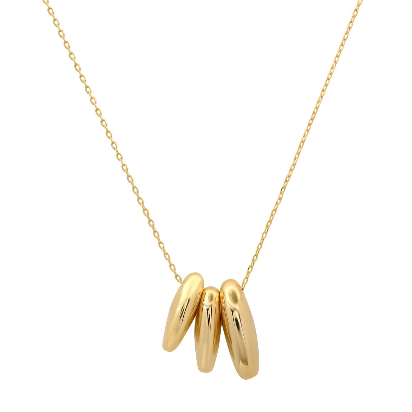 Gold Triple Puffy Oval Necklace