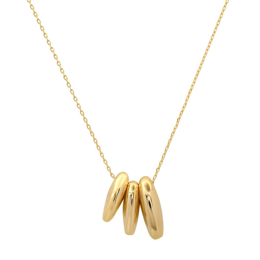 Gold Triple Puffy Oval Necklace