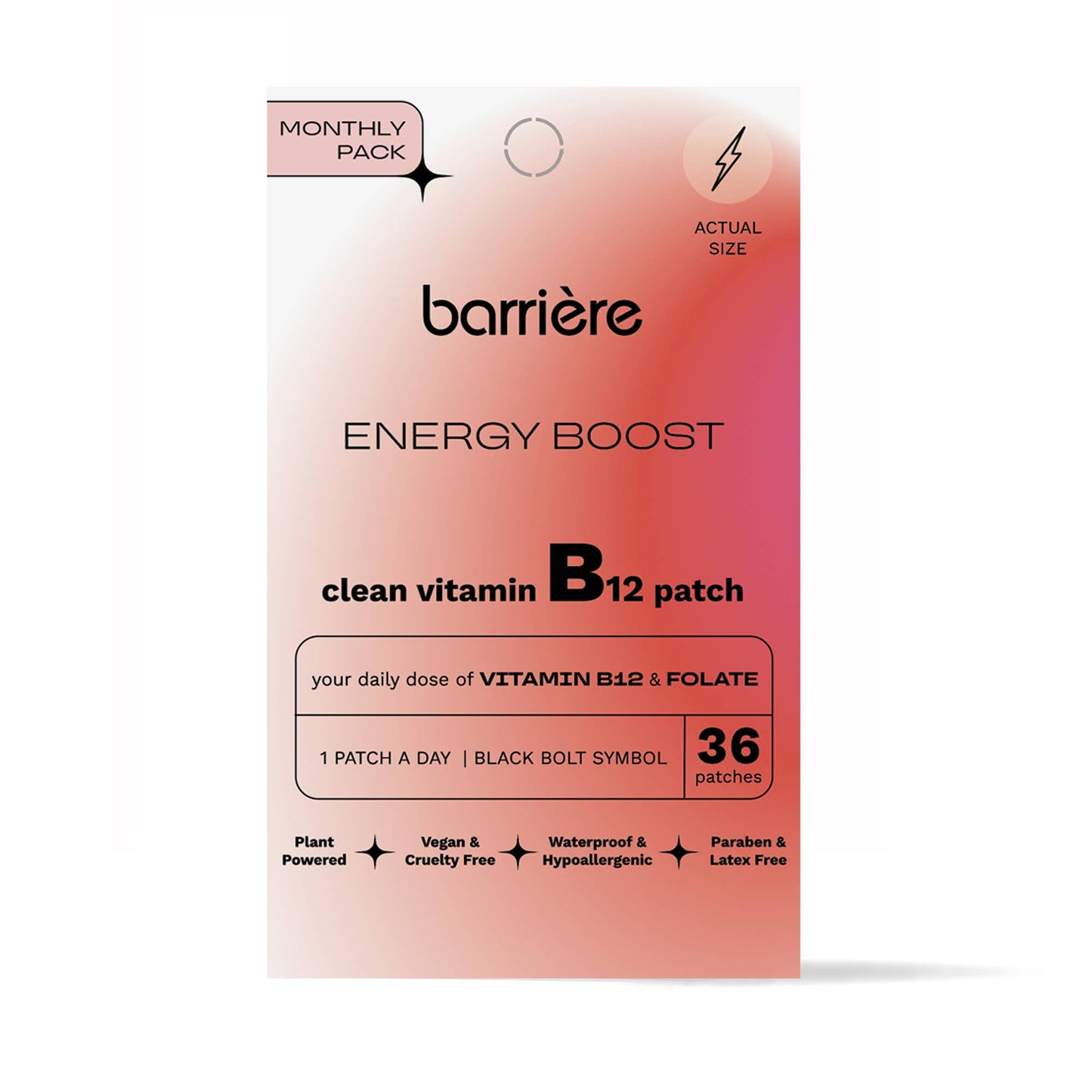 ENERGY BOOST clean Vitamin B12 patch 36pk- lightning bolt