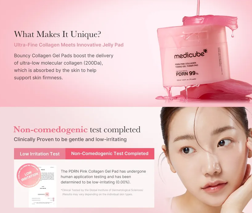 Medicube PDRN Pink Collagen Toning Gel Toner Pads (70 Count)